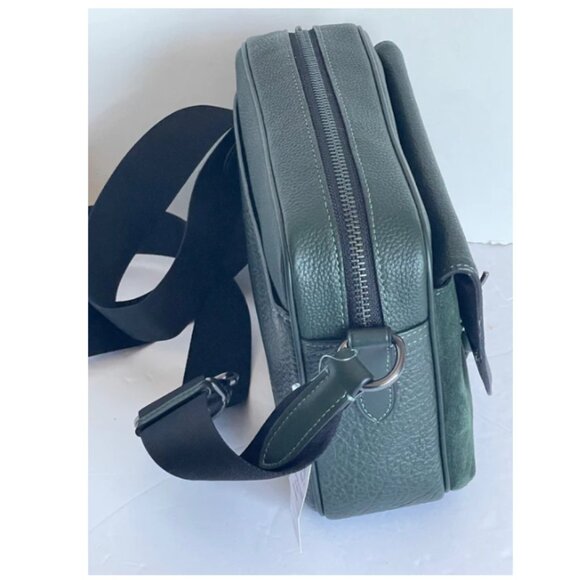 Coach Hudson Suede Messenger Shoulder Bag Leather Crossbody Green CB906 - Picture 8 of 12